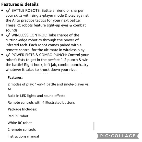 Sharper Image Remote Control Robot Combat Set - Picture 10 of 12